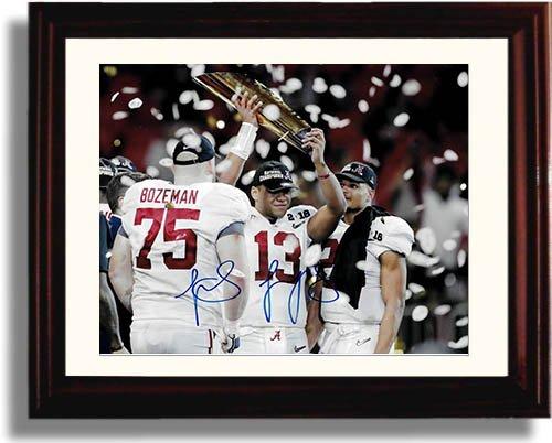 Unframed Alabama Quarterback Tua Tagovailoa - National Championship Trophy - Autograph Promo Print Unframed Print - College Football FSP - Unframed   