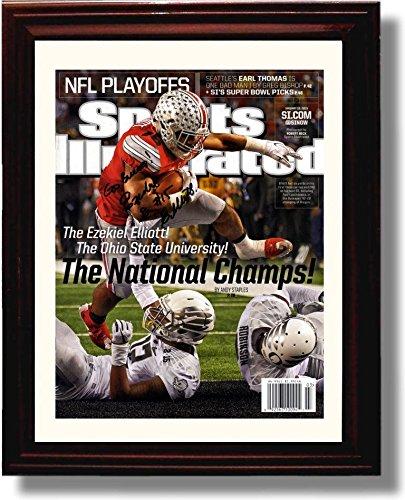 Framed 8x10 Ohio State Ezekiel Elliott SI Autograph Promo Print - 2014 National Champs! Framed Print - College Football FSP - Framed   