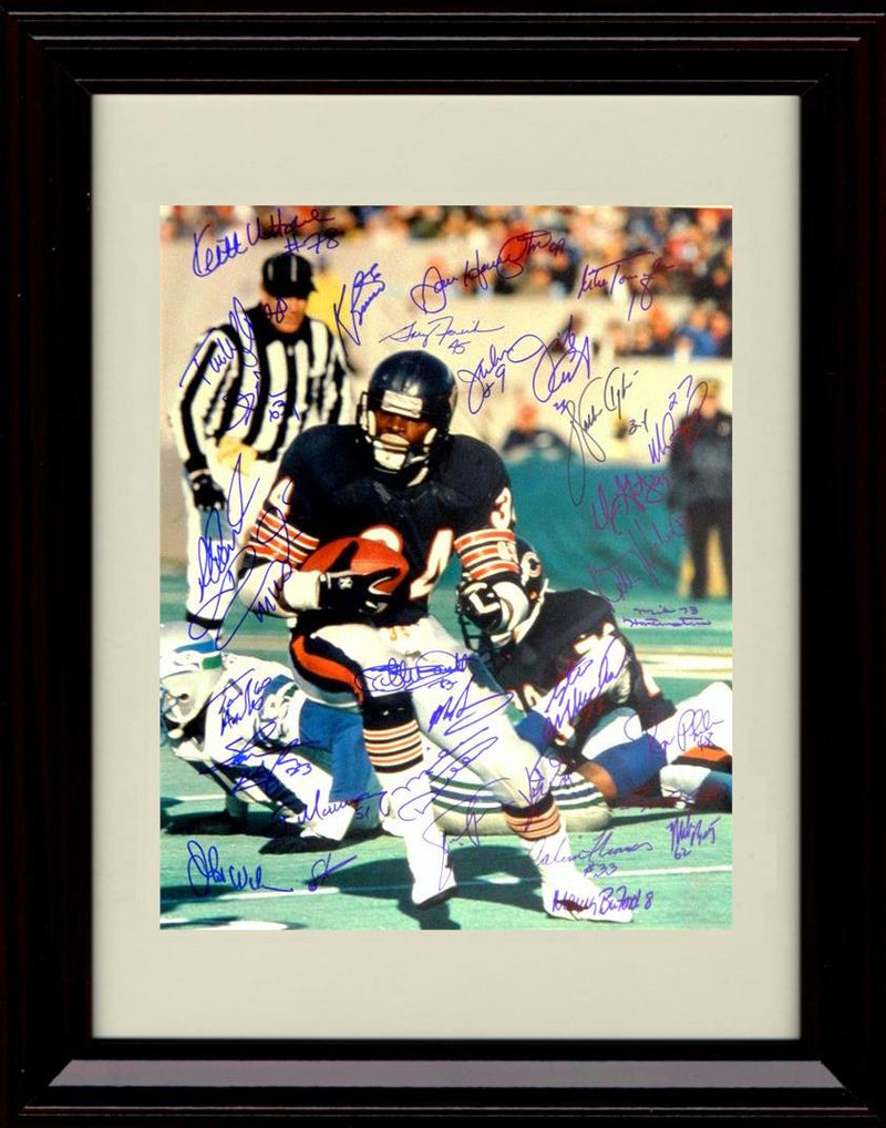 16x20 Framed 1985 Team Signed - Chicago Bears Autograph Promo Print - Walter Payton Running Gallery Print - Pro Football FSP - Gallery Framed   