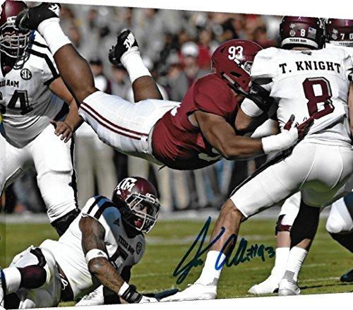 Floating Canvas Wall Art: Alabama Football - Jonathan Allen "Superman Sack" Autograph Print Floating Canvas - College Football FSP - Floating Canvas   