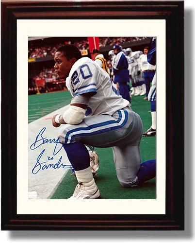 Unframed Barry Sanders - Detroit Lions Autograph Promo Print - Kneeling on Sideline Unframed Print - Pro Football FSP - Unframed   