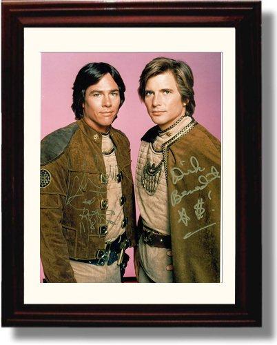 8x10 Framed Dirk Benedict and Richard Hatch Autograph Promo Print - Battlestar Galatica Framed Print - Television FSP - Framed   