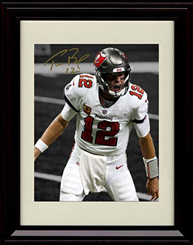 8x10 Framed Tom Brady Autograph Replica Print - Super Bowl QB Framed Print - Pro Football FSP - Framed   