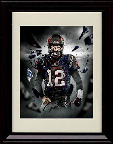 8x10 Framed Tom Brady Autograph Replica Print - NFC Evolution Framed Print - Pro Football FSP - Framed   