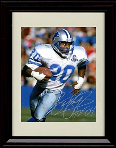 8x10 Framed Barry Sanders - Running - Autograph Replica Print Framed Print - Pro Football FSP - Framed   