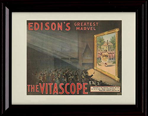 Edisons Greatest Marvel The Vitascope Vintage Advertising Print - Wall Frame Unframed Print - Advertising FSP - Unframed   