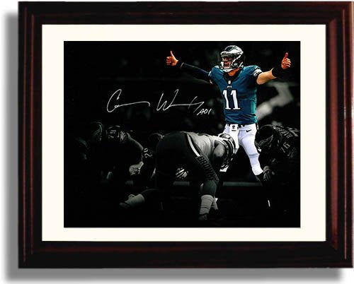 16x20 Framed Carson Wentz - Thumbs Up Autograph Replica Print Gallery Print - Pro Football FSP - Gallery Framed   