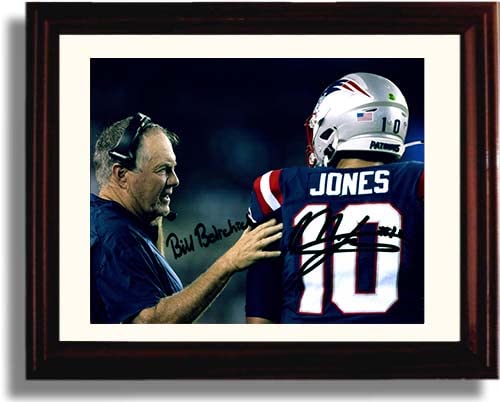 Mac Jones and Bill Belichick Autograph Replica Print - Master and the Student - Unframed Unframed Print - Pro Football FSP - Unframed   