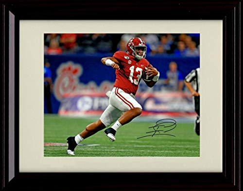 Unframed Tua Tagolvailoa - On The Run - Alabama Crimson Tide - Autograph Replica Print Unframed Print - College Football FSP - Unframed   