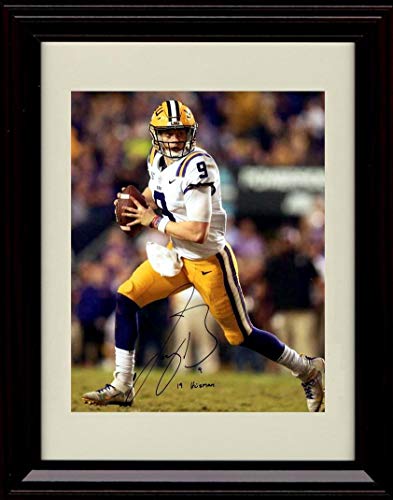 Unframed Joe Burrow - Running Pass - LSU Tigers - Autograph Replica Print Unframed Print - College Football FSP - Unframed   