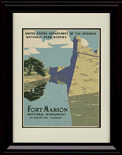 Fort Marion National Monument St Augustine Florida Vintage Travel Print - Wall Frame Unframed Print - Advertising FSP - Unframed   