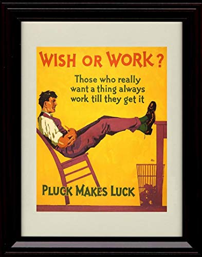 Hard Work Motivation Pluck Makes Luck Vintage Advertising Print - Wall Frame Unframed Print - Advertising FSP - Unframed   