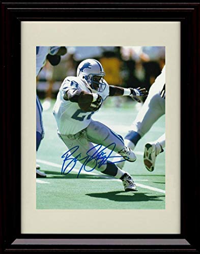 8x10 Framed Barry Sanders - On The Run - Autograph Replica Print Framed Print - Pro Football FSP - Framed   