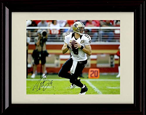 8x10 Framed Drew Brees - Catch - Autograph Replica Print Framed Print - Pro Football FSP - Framed   