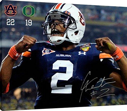 Floating Canvas Wall Art: Auburn Football - Cam Newton 2010 National Championship Celebration Autograph Floating Canvas - College Football FSP - Floating Canvas   