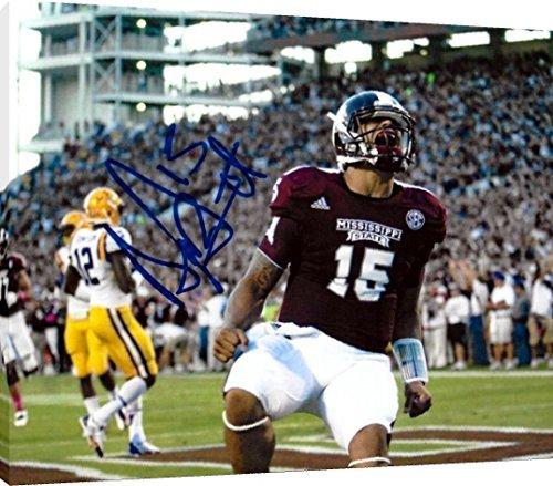 Floating Canvas Wall Art: Miss State Bulldogs - Dak Prescott Celebration Autograph Print Floating Canvas - College Football FSP - Floating Canvas   