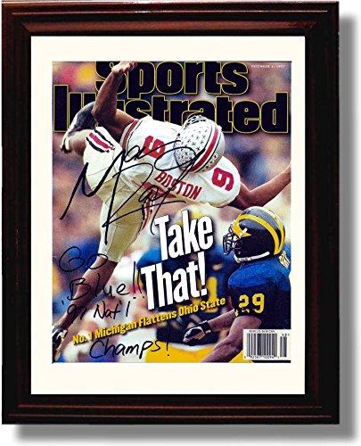 Framed 8x10 Michigan Wolverines - "Take That! No. 1 Michigan Flattens Ohio State" Marcus Ray 1997 Framed Print - College Football FSP - Framed   