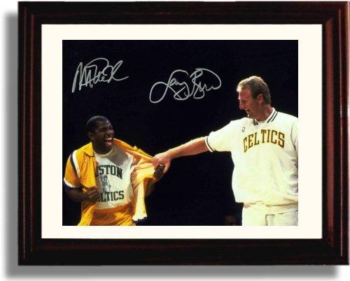 Unframed Magic Johnson and Larry Bird Autograph Promo Print - LA Lakers and Boston Celtics Unframed Print - Pro Basketball FSP - Unframed   