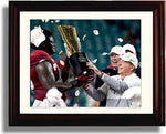 Framed 8x10 Nick Saban, Mac Jones Title Trophy Alabama Crimson Tide Photo Framed Print - College Football FSP - Framed   