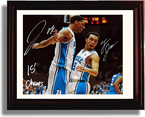 Framed 8x10 Duke Blue Devils "2015 Champs" Tyus Jones, Jahlil Okafor Autograph Replica Print Framed Print - College Basketball FSP - Framed   