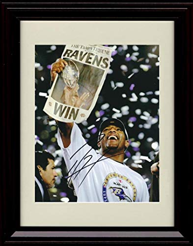 8x10 Framed Ray Lewis - Celebrating - Autograph Replica Print Framed Print - Pro Football FSP - Framed   