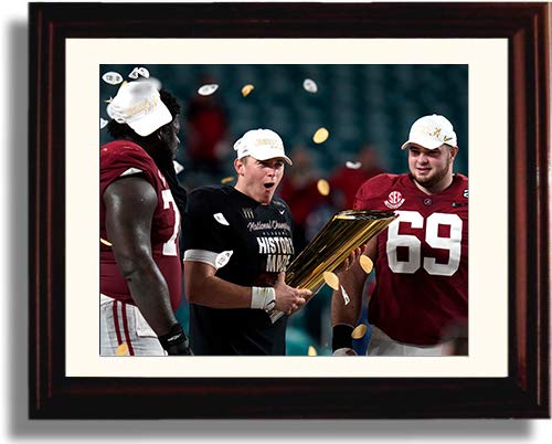 Unframed Mac Jones, Dickerson Title Trophy Alabama Crimson Tide Photo Unframed Print - College Football FSP - Unframed   