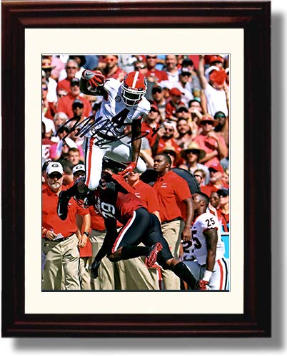 Framed 8x10 Georgia Football - Mecole Hardman - The Leap - Autograph Replica Print Framed Print - College Football FSP - Framed   