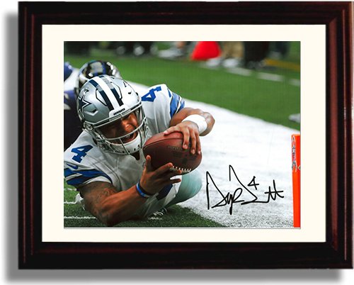 8x10 Framed Dak Prescott TD Dive Autograph Replica Print Framed Print - Pro Football FSP - Framed   