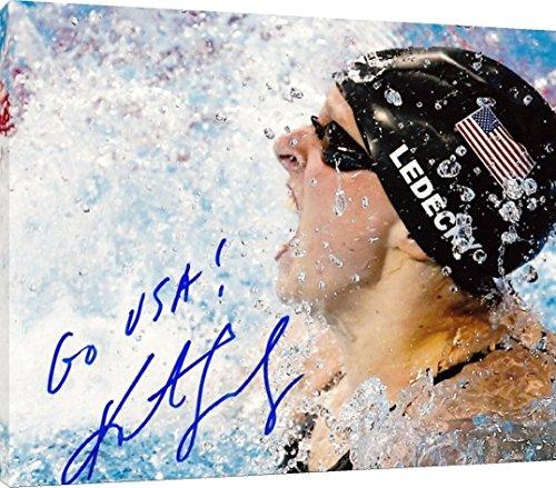 Floating Canvas Wall Art:   Katie Ledecky Autograph Print - US Olympic Swimming Great Floating Canvas - Olympics FSP - Floating Canvas   