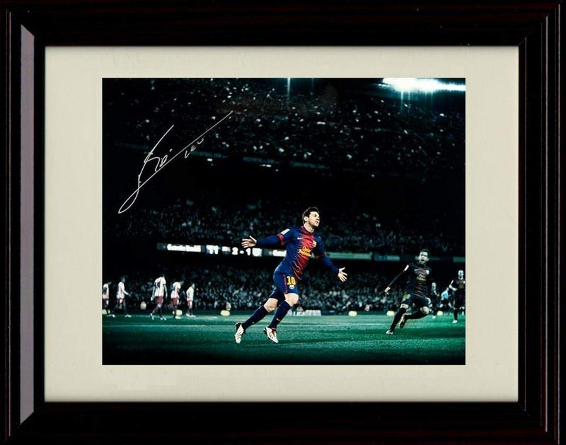 Unframed Lionel Messi Autograph Replica Print - Dark Background Unframed Print - Soccer FSP - Unframed   