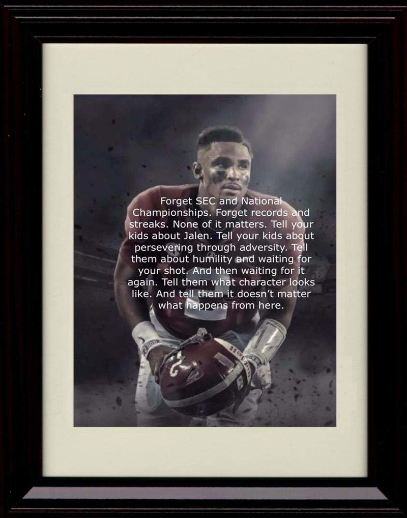 Unframed Jalen Hurts Autograph Replica Print - Alabama Crimson Tide- Adversity Quote Unframed Print - College Football FSP - Unframed   