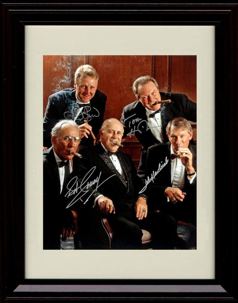 Unframed Larry Bird, Tom Heinsohn, Bob Cousy and John Havlicek Autograph Replica Print - Celtics Hall of Famers Unframed Print - Pro Basketball FSP - Unframed   