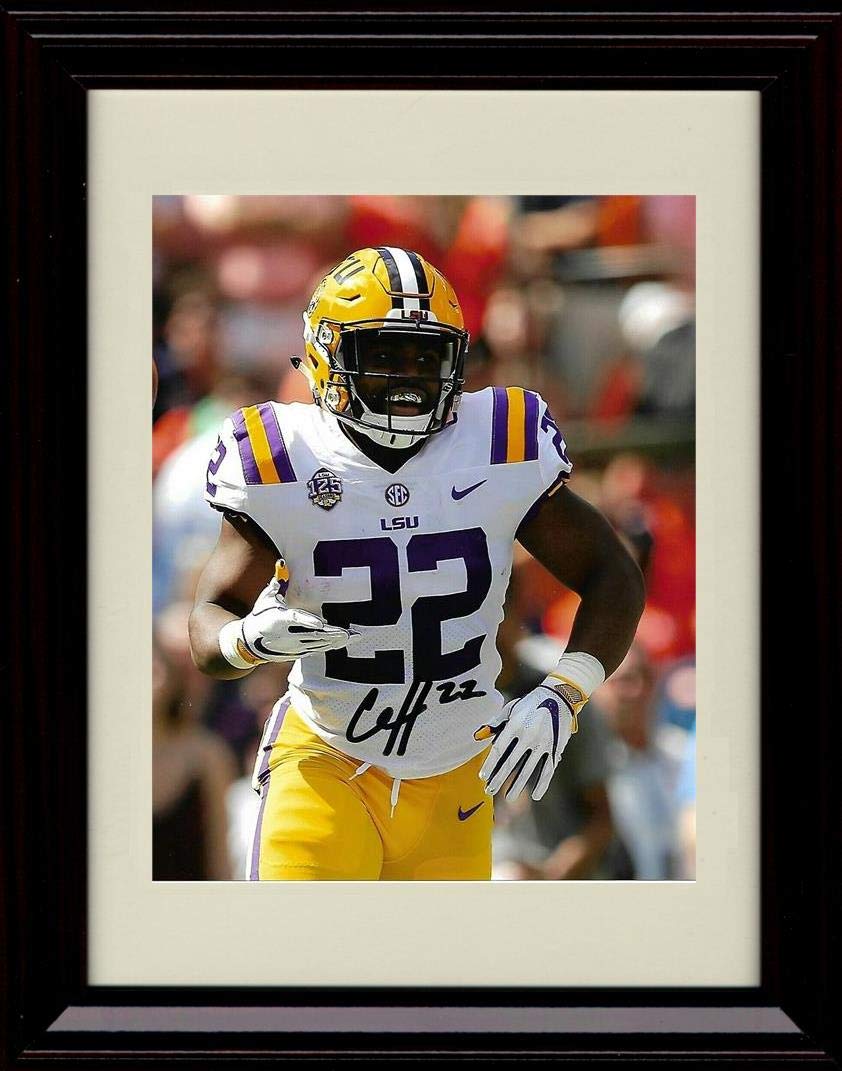 Framed 8x10 Clyde Edwards Helaire - LSU Tigers Autograph Replica Print - On The Run Framed Print - College Football FSP - Framed   