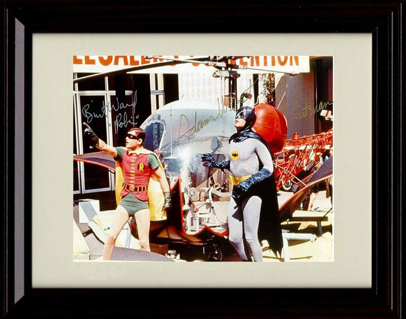 Unframed Burt Ward and Adam West Autograph Replica Print - Batcopter Unframed Print - Television FSP - Unframed   