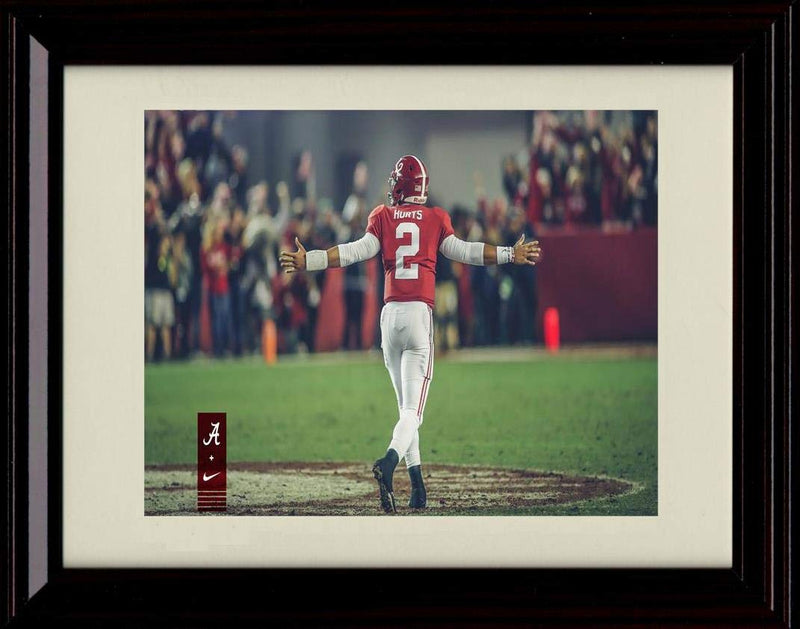 Framed 8x10 Jalen Hurts Autograph Replica Print - Alabama Crimson Tide- Arms Extended Framed Print - College Football FSP - Framed   