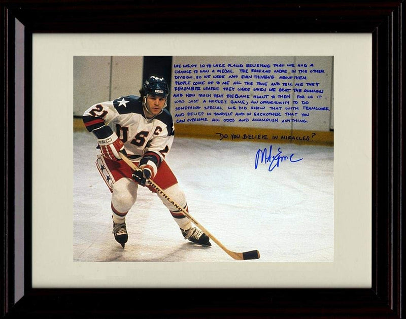 8x10 Framed Mike Eruzione Autograph Replica Print - USA - Do You Believe in Miracles Framed Print - Hockey FSP - Framed   