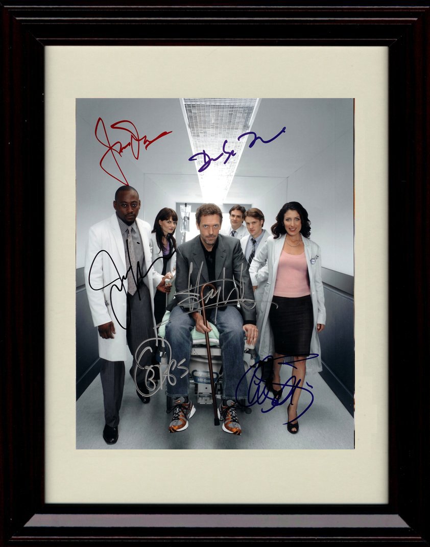 8x10 Framed House Autograph Replica Print - House Cast Framed Print - Television FSP - Framed   