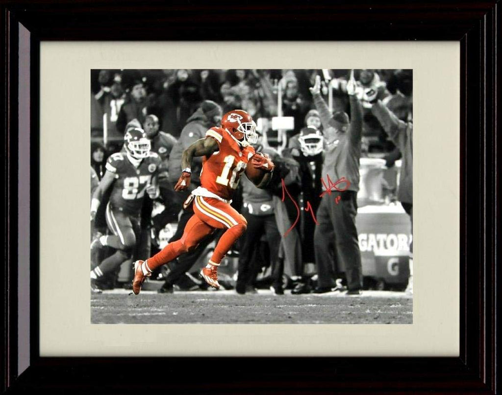8x10 Framed Tyreek Hill Autograph Replica Print - Touchdown Run Framed Print - Pro Football FSP - Framed   