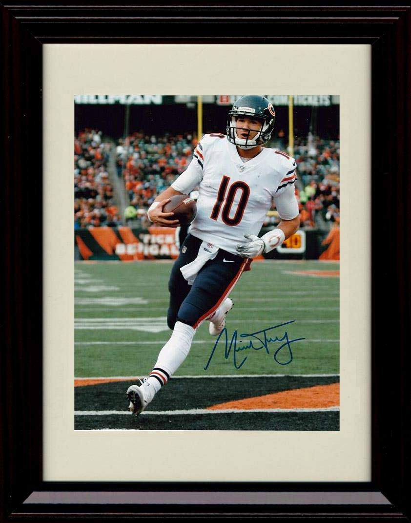 8x10 Framed Mitchell Trubisky Autograph Replica Print - TD Run Framed Print - Pro Football FSP - Framed   