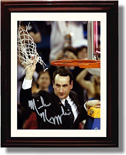 Framed 8x10 Duke 2015 National Champions Coach Mike Krzyzewski "Cutting the Net" Autograph Promo Photo Framed Print - College Basketball FSP - Framed   