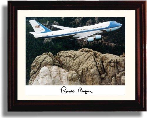 Unframed Ronald Reagan Autograph Promo Print - Air Force One over Mount Rushmore Unframed Print - History FSP - Unframed   