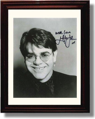 Unframed Elton John B&W Autograph Promo Print Unframed Print - Music FSP - Unframed   