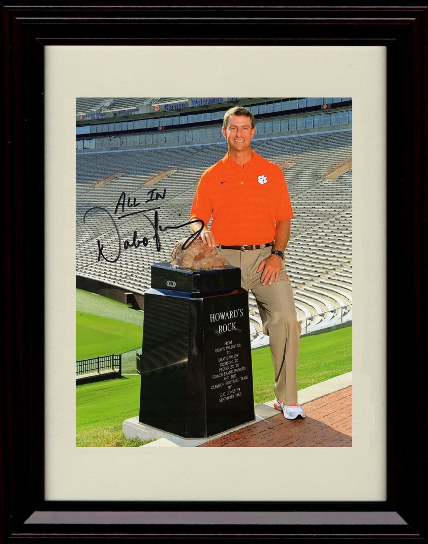 Framed 8x10 Coach Dabo Swinney Howard's Rock Autograph Replica Print - Clemson Tigers Framed Print - College Football FSP - Framed   