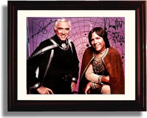 8x10 Framed Lorne Green and Richard Hatch Autograph Promo Print - Battlestar Galatica Framed Print - Television FSP - Framed   