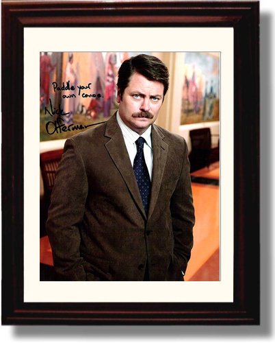 8x10 Framed Nick Offerman Autograph Promo Print - Parks and Recreation Framed Print - Television FSP - Framed   