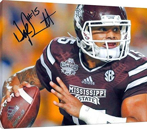 Canvas Wall Art:   Miss State Bulldogs - Dak Prescott Close Up Autograph Print Canvas - College Football FSP - Canvas   