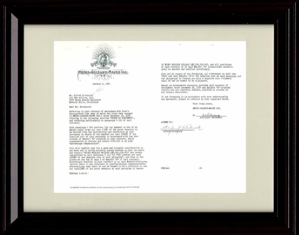 8x10 Framed Alfred Hitchcock Autograph Promo Print - MGM Contract Framed Print - Movies FSP - Framed   