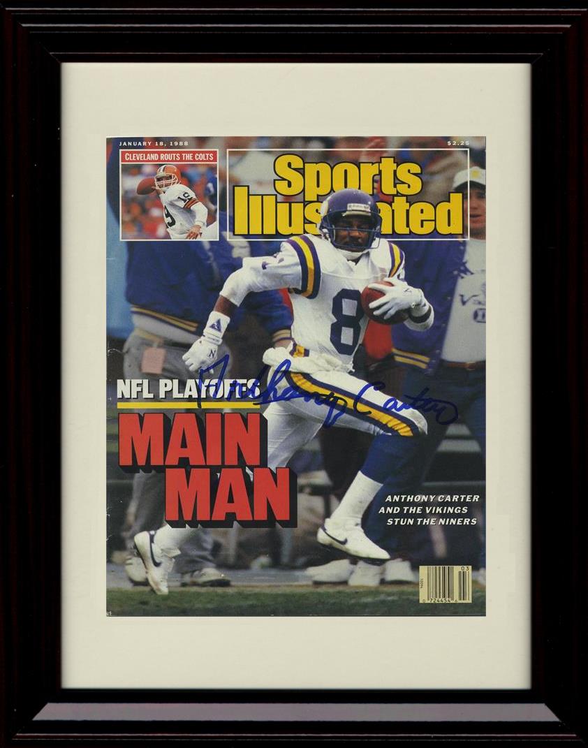 8x10 Framed Anthony Carter - Minnesota Vikings Autograph Promo Print - 1988 Sports Illustrated Cover Main Man Framed Print - Pro Football FSP - Framed   