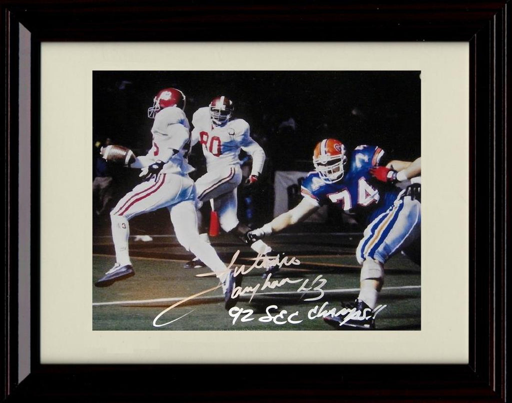 Framed 8x10 Antonio Langham Autograph Promo Print - Alabama Crimson Tide- Running The Ball 92 SEC Champs Framed Print - College Football FSP - Framed   