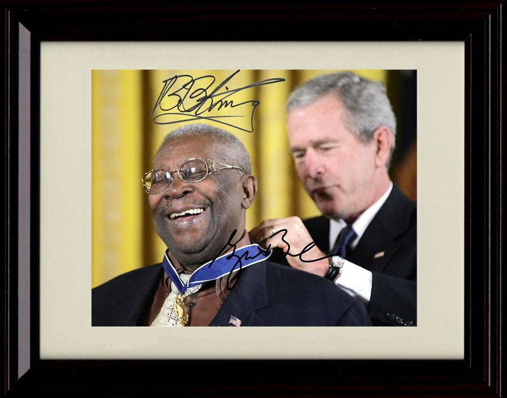 Unframed BB King & Bush Autograph Promo Print - Awarding A Medal Unframed Print - History FSP - Unframed   